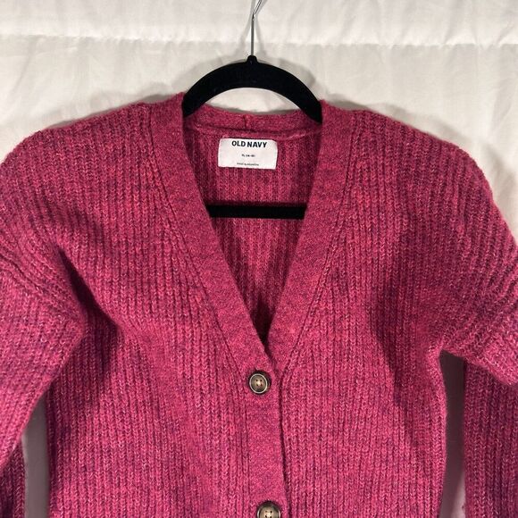 Old Navy Cardigan Girls XL Pink Knit Button Up Wool Blend Knit Ling Sleeve Sweat - Picture 2 of 8